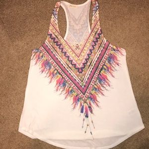 Colorful Feather Racerback tank NWOT